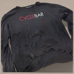 CycleBar Black Long Sleeve Tee Athletic Casual Drawstring small women’s top